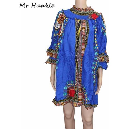 Mr Hunkle Spring Autumn Dashiki Dress Vintage Turtleneck Three Quarter Petsl Sleeve Vestidos Traditional African Clothing
