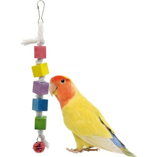 Wooden Parrot Grinding Stone Toys Pet Teeth Molars Stone Hanging String Chewing Toys Parrot Cage Parakeet Cockatiel Playing Toys