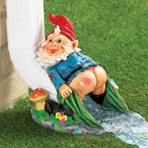 Gnome Downspout Extender Decoration Resin Garden Gnome Statue Lawn Sculpture Outdoor Decor MUMR999