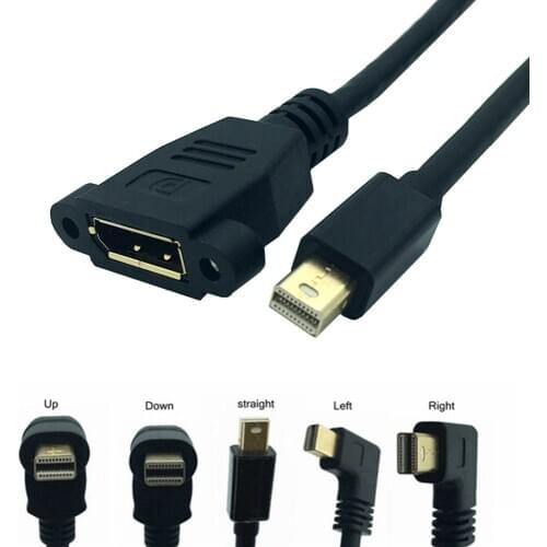 Cable Mini DisplayPort Right Angle to DisplayPort Adapter in Black - 4K Resolution Ready - Thunderbolt and Thunderbolt 2