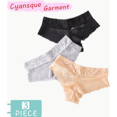3 Pcs Woman Panties Sexy Lace Hot Sale Low Waist Underwear Women Breathable Hollow Transparent Brand Quality Female Panties M-XL
