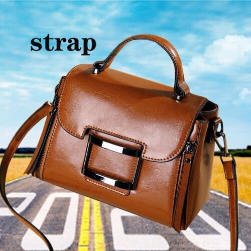 Leather Hand-held Womens Bag Shoulder Bag Messenger Bag Oil Wax Leather New European and American Fashion Big Brand Bag