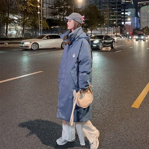 Women Oversized Long Winter Cotton Warm Jacket Coats Korean Parkas Pockets Loose Casual Hooded Thicken Female Overcoat