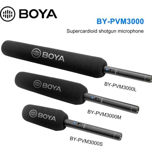 BOYA BY PVM3000 Shotgun Microphone Supercardioid Electret Condenser Mic for Video Interview Camcorder Audio Recorder DSLR Camera