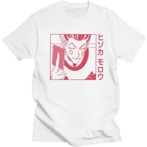 Fashion Men Hunter X Hunter Hisoka Morow T-shirt Short Sleeved Soft Cotton Tshirt Summer Japan Anime Manga Hxh Tee Shirts Gift