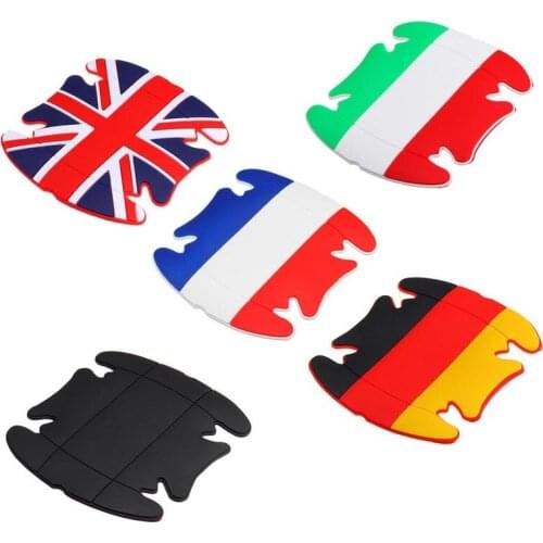 4Pcs Silicone Car Side Door Handle Guard Stickers Paint Anti-scratch Protector Mat Pad Flag Pattern