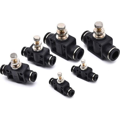 Black DSA 4 6 8 10 12MM OD Tube Flow control Throttle valve Pneumatic Fittings Pneumatic type speed control connector