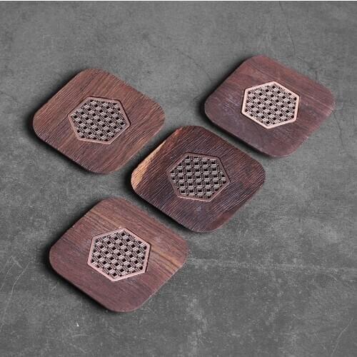 Natural Wood coasters Heat Resistant Mug cup mat Pad Coffee Tea Hot Drink placemat Home Kitchen Decor Handmade Chinese