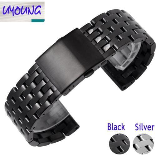 UYONG Watchband Quality Solid stainless steel Watch band For Diesel For Men 24mm 26mm 28mm 30mm Black Steel Bracelet