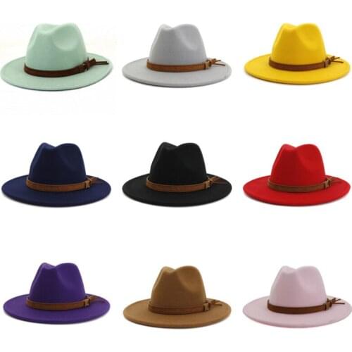 British Style Woolen Jazz Hat Unisex Big Brim Hat Mens Fashion Cap Adjustable Size Wool Felt Hats Fascinator Hats