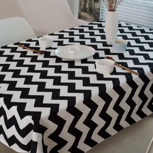 Modern Simple Table Cloth Black And White Wave Grain Art Tablecloth Kitchen Dining Table Cover Modern Decoration Home Textile