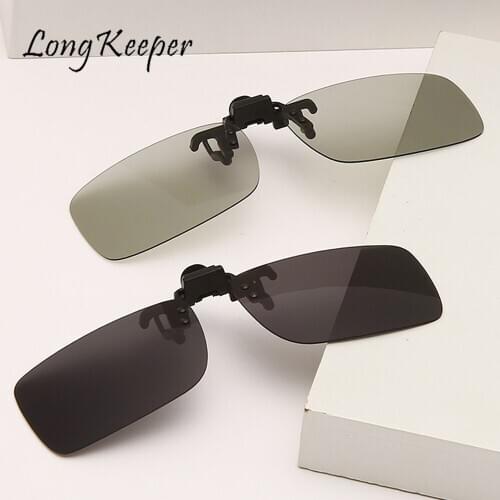 LongKeeper Flip Up Clip On Sunglasses Men Polarized Sunglasses Anti Glare Night Vision Glasses Driver Goggles Oculos De Sol