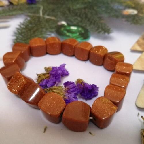 Top minerals healing gemstone red gold sand stones and crystals bracelet sparkly crystal bracelet cube beads for gift of women