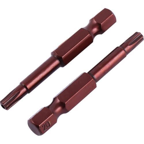 Uxcell 1/4" Hex Shank T20 50mm Long Magnetic S2 Security Torx Screwdriver Bits 10pcs