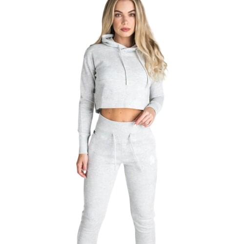 Tracksuits Womens Solid Color Long Sleeve Sweater Lace Up Navel Exposed Hood Two Piece Set Conjuntos De Vestido Костюм