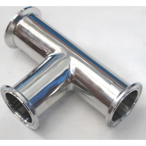 1.75" 1-3/4" OD 45MM Stainless Steel SS304 Sanitary 3 Way Tee Ferrule OD 64mm Fit 2" Tri Clamp