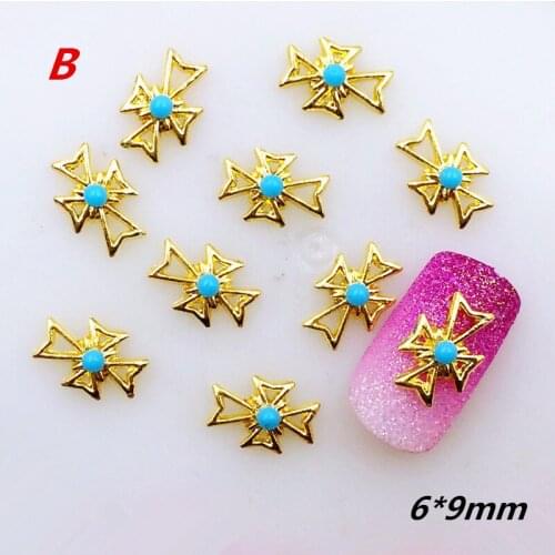 10pcs Kawaii 6*9mm Fancy Cross with pearl 3D Nail Art Deco DIY Metal Nail Accessory Charm Nail Styling tool for Manicure