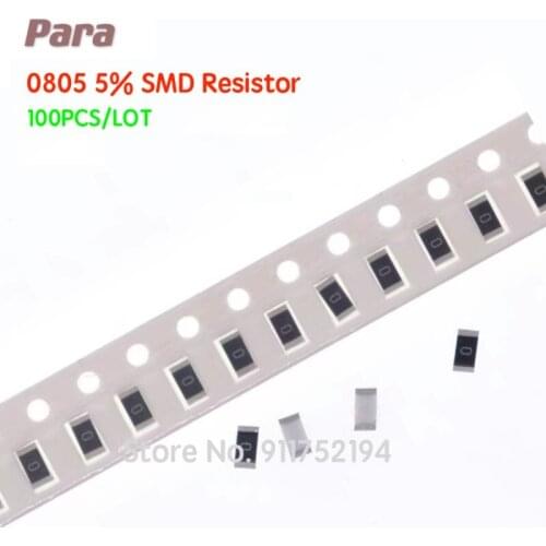 100PCS/LOT SMD Chip Resistor 0805 1R 10R 100R 10K 100K 1K 5.6R 4.7K 620R 3.9R 8.2K 47K 56K 620K 910K 1M 2M 0R-10M ohm 5