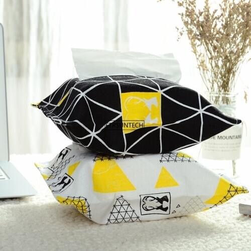 100pcs Fabric Tissue Box Cute Cartoon Napkin Holder Pumping Napkin Cover Paper Box For Kitchen Car Toilet Tissue Case Container