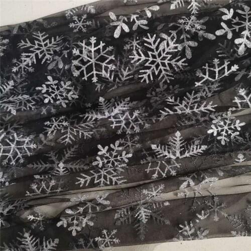 2 Yards Soft Print Gold / Silver Snowflakes Tulle Lace Fabric For DIY Bridal Veil Birthday Cupcake Dress Curtain Cosplay Curtain