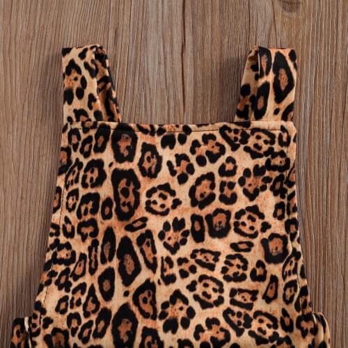 2021 0-24M Newborn Baby Girl Playsuit Summer Cute Leoaprd Print Sleeveless Bow Backless One Piece Outfit Clothes