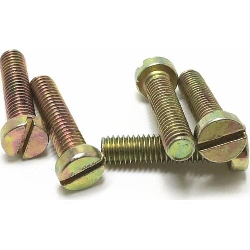 30pcs M4 carbon steel color zinc slotted head screw high quality bolt High brightness screws bolts 5mm-12mm length