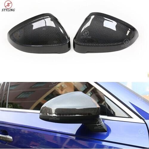 A5 Dry Carbon Fiber Mirror Cover For Audi S5 A4 B9 Rear View Mirror Cover caps Replacement & Add on style 2016 2017 2018 2019
