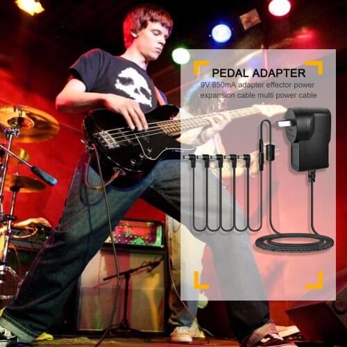 5 Way Electric Guitar Effect Pedal Power Supply Accessories Cables Adapter Daisy Chain Wire Pro 9V 850mA DC 1A US UK AU Plug Pod