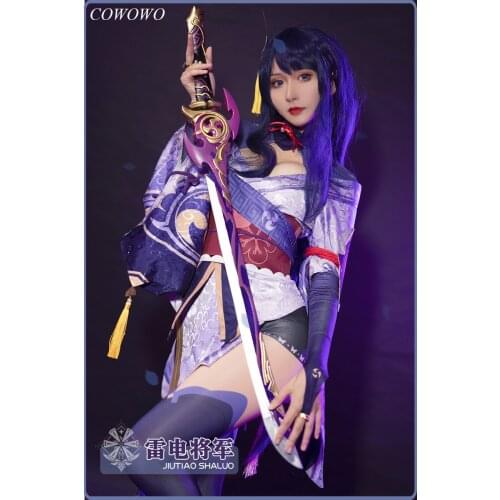Anime!Genshin Impact Raiden Shogun Game Suit Elegant Uniform Cosplay Costume Halloween Party Role Play Outfit For Women 2021 NEW