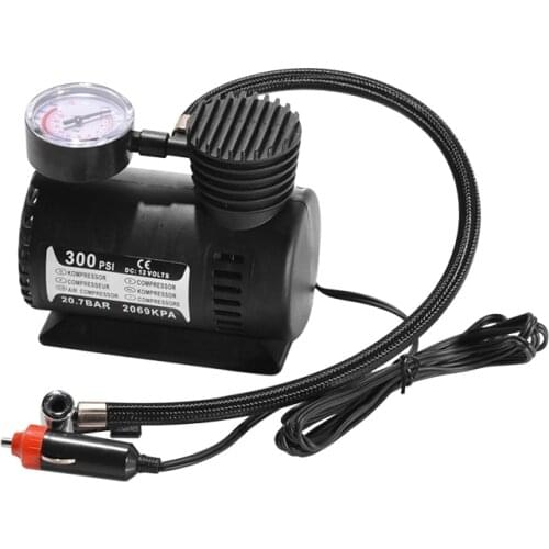 DC 12V 300Psi Car Tire Inflator Auto Portable Air Compressor Pump Tyre Inflator Electric Portable Pressure Pump Rubber Dinghy