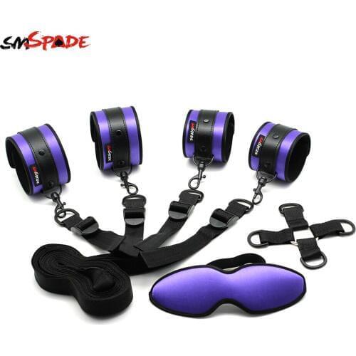 Smspade DBSM Bondage Sex Toys For Couples 5 PCS Under Bed Bondage Restraints Kit Handcuffs Blindfold Adult Sex Toys Erotic Toys