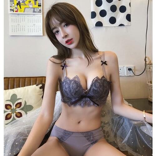 Underwear Set Backless Wireless Bra Lace Sexy Lingerie Gather Push Up Bra and Panty Set Seedless Lenceria Free Shipping