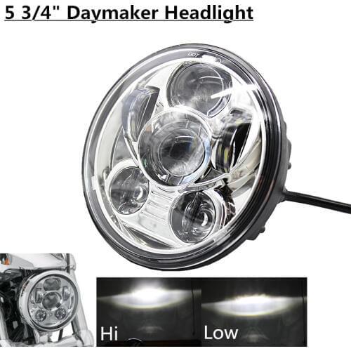 Black & Chrome 5.75" LED Headlight Motorcycle moto 5 3/4" Front Driving Head Lights Headlamp For Harley VRSCD VRSCDX FLSTSE