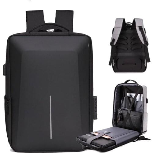 Business Mens Computer Backpack Password Anti-Theft Waterproof Student Schoolbag USB Charging Male Large-Capacity OL Backpack