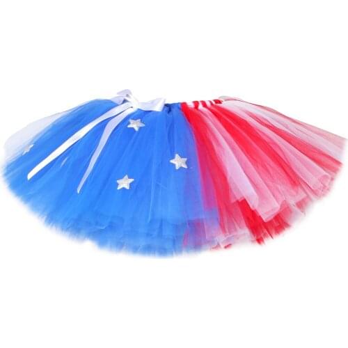 Girls Tutu Skirt American Flag Pattern Birthday Party Dance Baby Kids Tutu Costume Fluffy Children Tulle Skirt for 4th of July