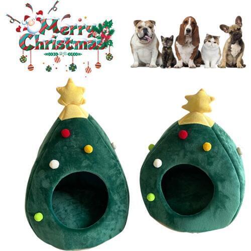 Pet Cat Dog House Kennel Puppy Cave Sleeping Bed Christmas Tree Shape Winter Warm Bed For Cats Dog Cama Para Cachorro