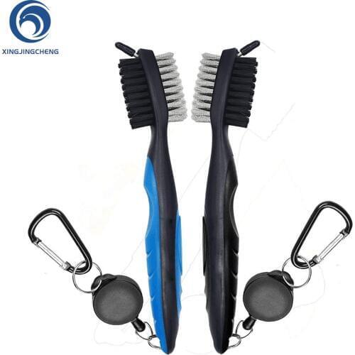 Ergonomic Design Golf Club Cleaner Golf Groove Cleaning Brush Wire Nylon Groove Cleaner 2 Ft Retractable Zip-line Aluminum