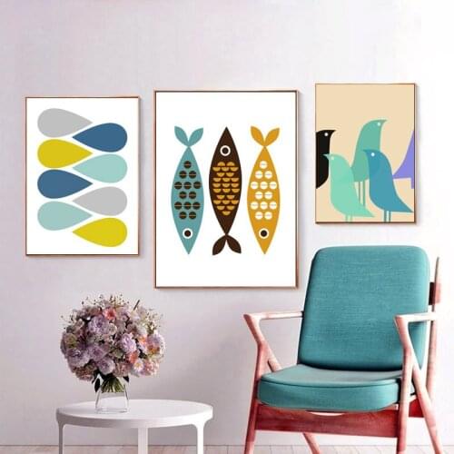 Canvas Painting Wall Art Prints and Posters Colorful Animal Fish Bird Landscape Minimalist Pictures Modern For Baby Room Decor