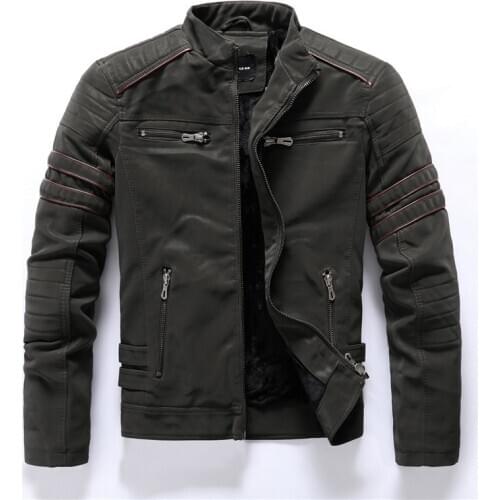 Maxulla Spring PU Leather Brushed Jacket Mens Casual Faux Leather Coats Male Motor Jacket PU Jackets Big Size Mla078