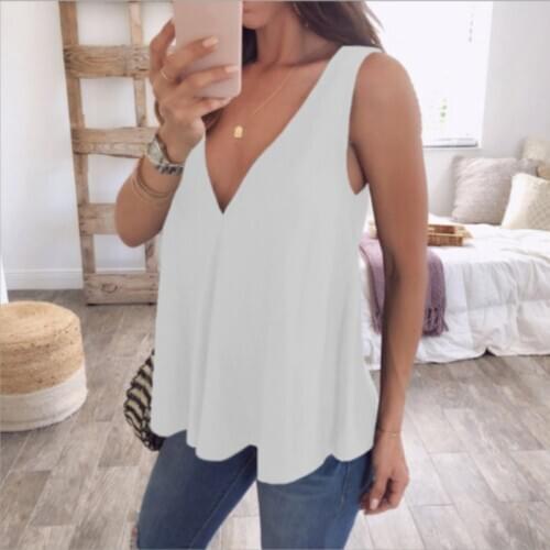 Plus Size 2XL Summer Fashion Casual Pure Color Tops Camis Vest Tee Top Female Womens Sleeveless Shirt Blusas Femininas Clothing