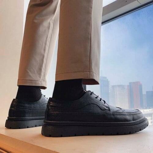 Mens Shoes Spring New Trend Casual All-Match British Leather Soft Sole Casual Comfortable and non-slip Leather Shoes For Men