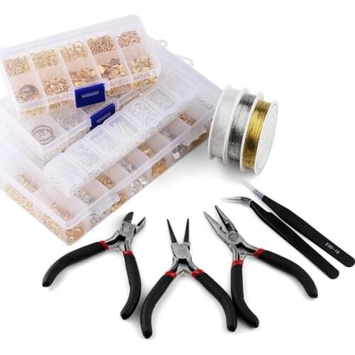 Jewelry Findings Tool Set Open Jump Ring/Lobster Clasp/Tail Chain/Clip Buckle/Drop Kit/Earring Hooks/ For DIY Jewelry Making