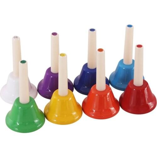 Pack of 8 Diatonic Handbells Polychrome Bell Set Kids Baby Preshool