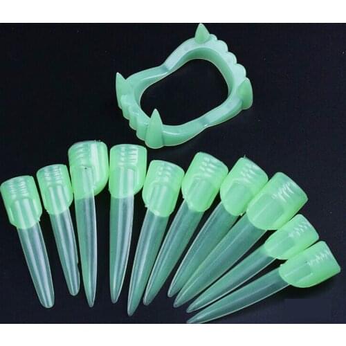 1 Set Luminous Horrific Fun Clown Dress Vampire Teeth Fake Nails Halloween Party Dentures Props Zombie Devil Fangs Tooth Tools