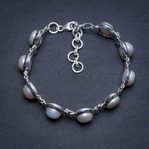 Natural River Pearl Handmade Vintage 925 Sterling Silver Bracelet 6 1/4-7 1/2" S1985