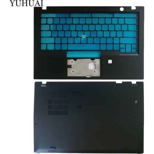 NEW for Lenovo ThinkPad X1 Carbon 6th 2018 laptop Palmrest Cover with Fingerprint Hole AM16R000300/Bottom case AM16R000600