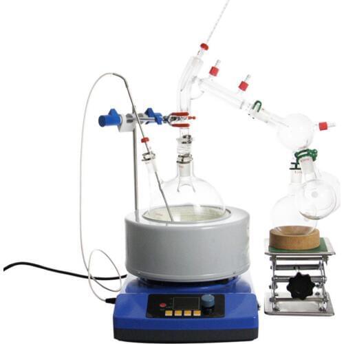 New 2000ml Lab Essential Oil Steam Distillation Glassware Kits Water Distiller Purifier w/Magnetic Stirring Heating Mantle