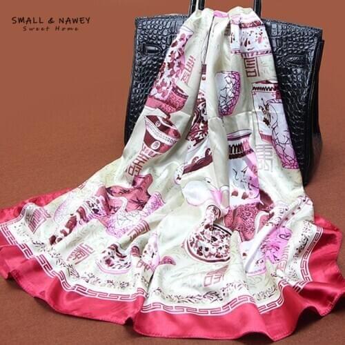 90*90CM new fashion lady simulation silk scarf waist drum flower series big square scarf shawl scarf silk scarf wholesale