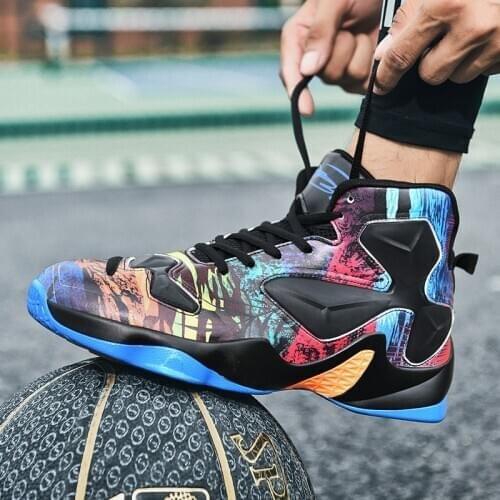 High-top Big Size Basketball Shoes Men Outdoor Sneakers Men Wear Resistant Cushioning Shoes Breathable Sport Shoes Unisex