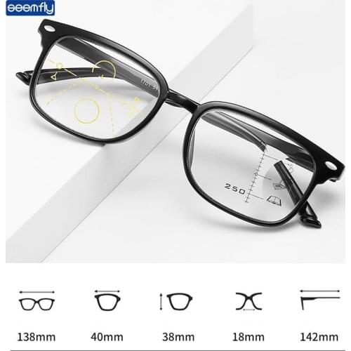 Seemfly Anti-blue Reading Glasses Presbyopic Glasses High Quality Unisex Fashion Ultralight Square Multifocal Eyewear for Parent